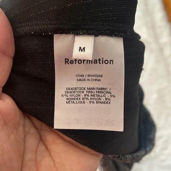 Reformation Largo side slit high Rise metallic pants in gray and black - Picture 12 of 12